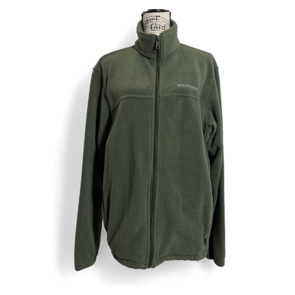 Columbia Fleece Jacket Full‎ Zip Outdoor Warm Comfy Olive Green L - Picture 1 of 8